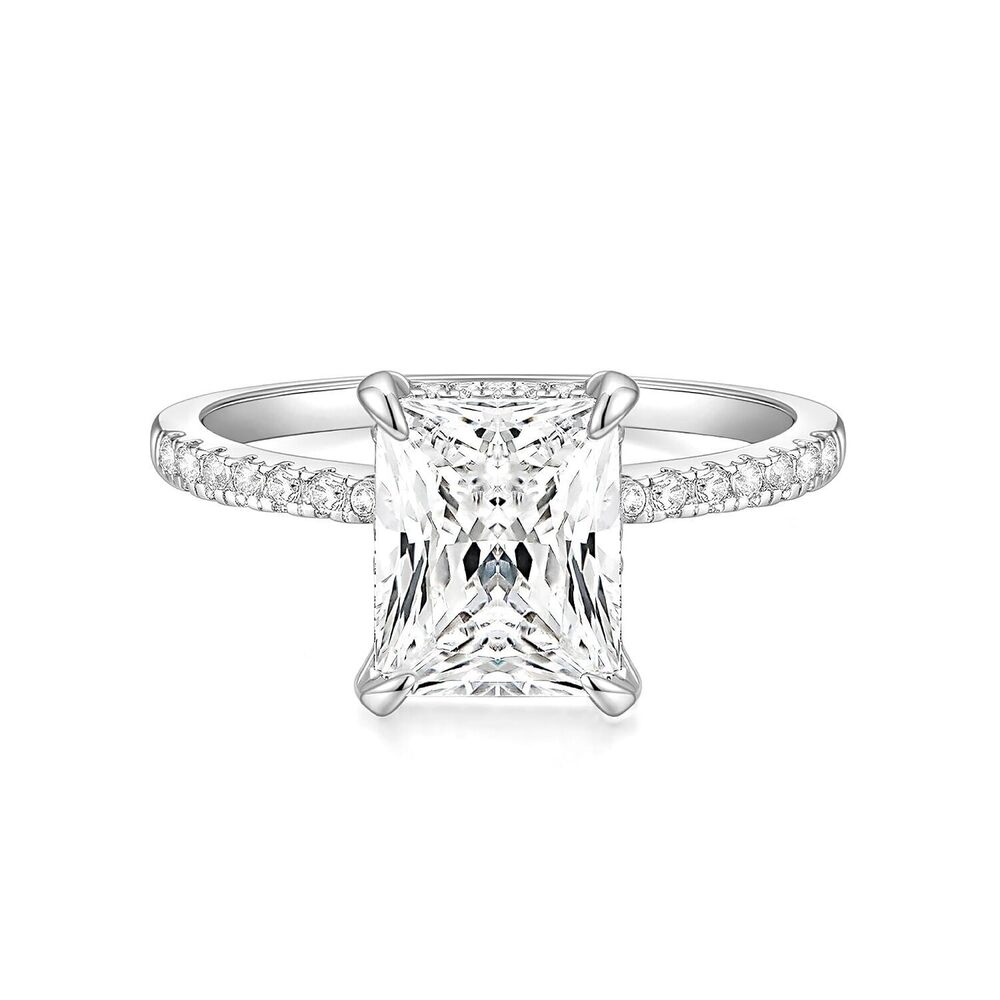4CT Engagement Ring for Women Radiant Cut Cubic Zirconia Wedding Band CZ